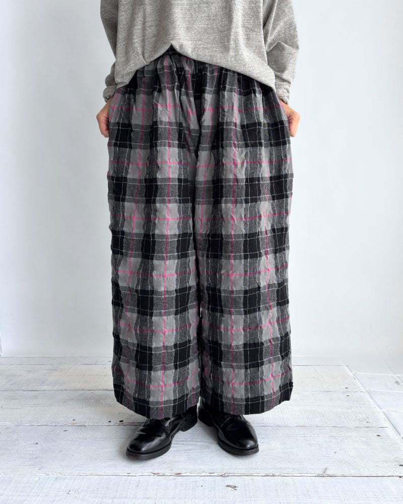 Cotton wool checked pants in Gray