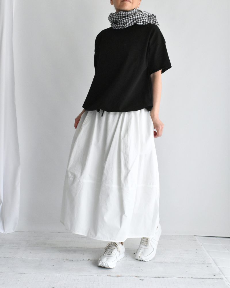 Rib Barrel Skirt in White