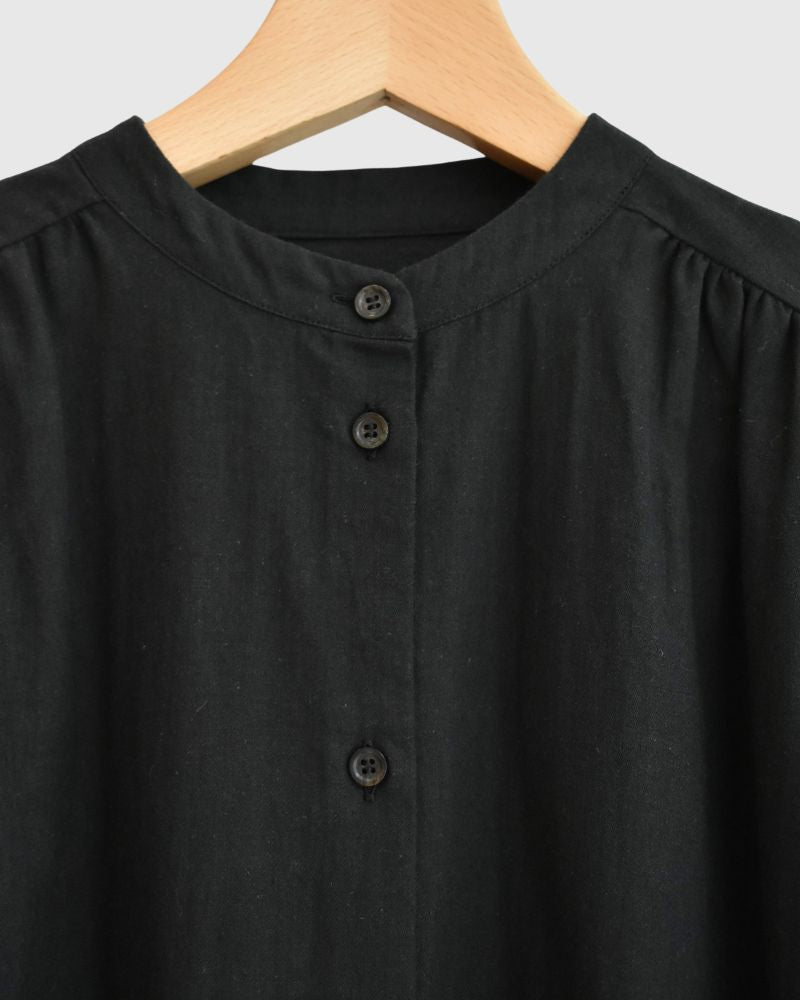Camille Band Collar Shirt in Black