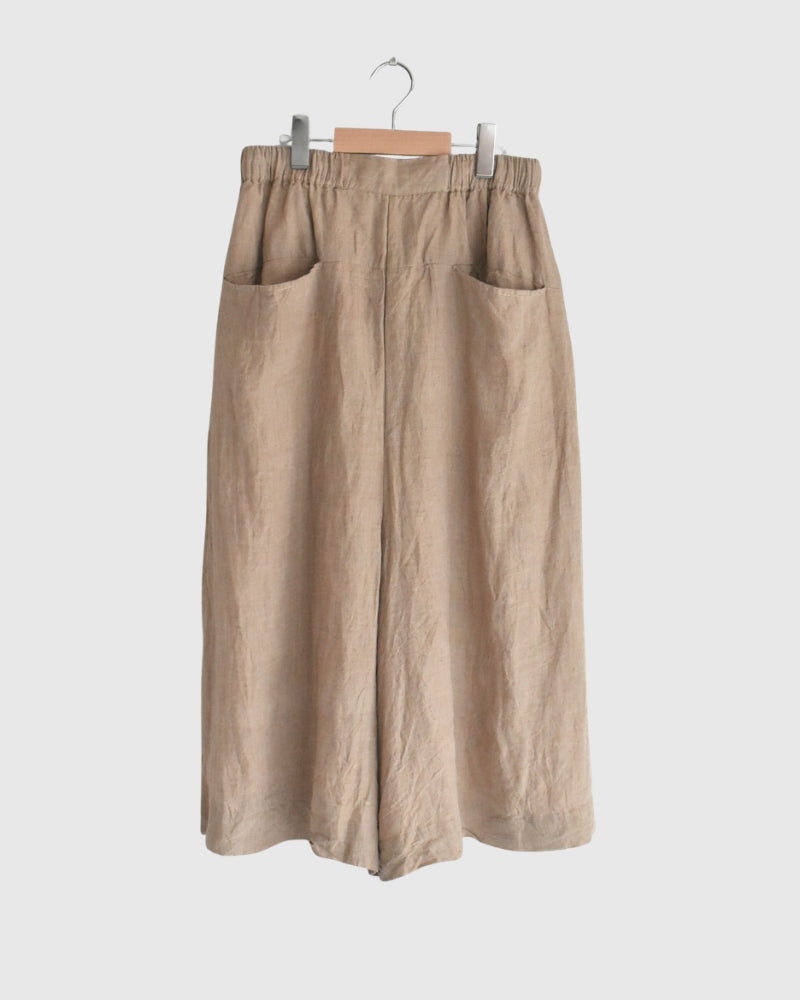 Handwoven 40 Linen Culottes in Beige