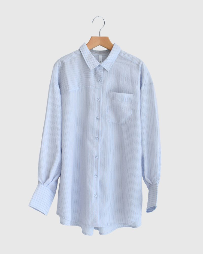 Sheer Striped Shirt 'TESSA' in Saxe