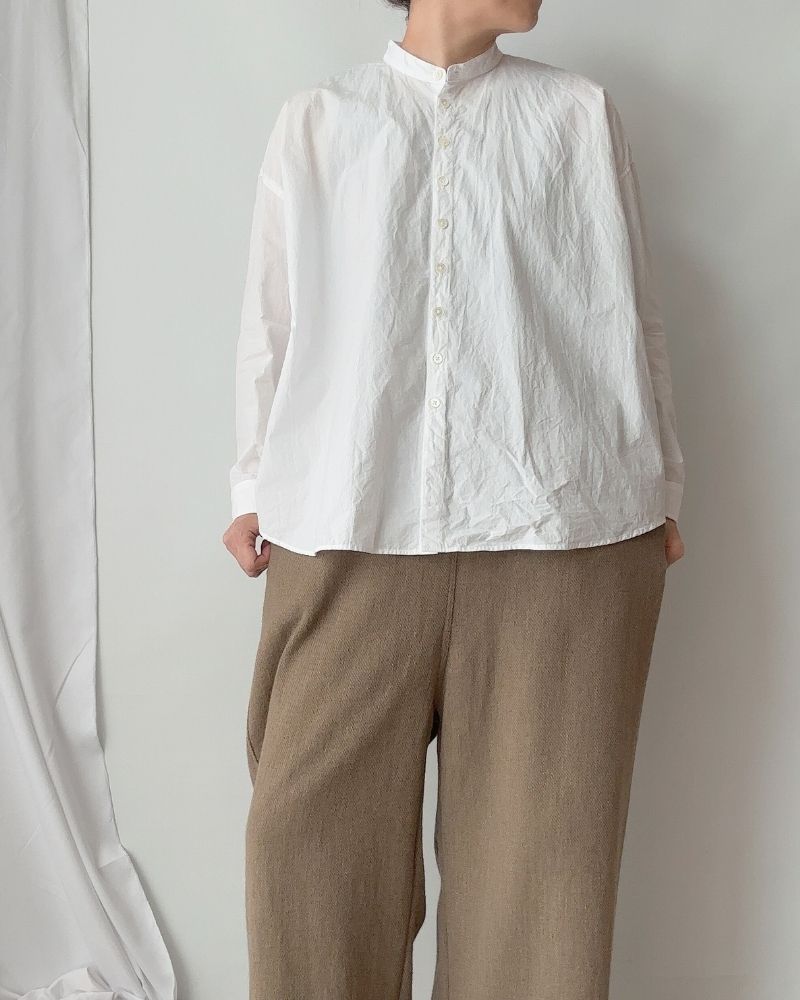 BAND COLLAR BIG SHIRT in White