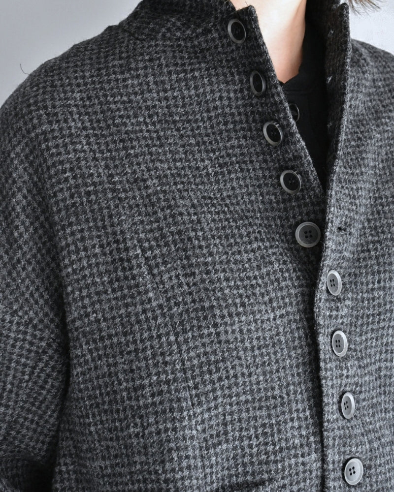 Wool Gauze Houndstooth Jacket in Charcoal
