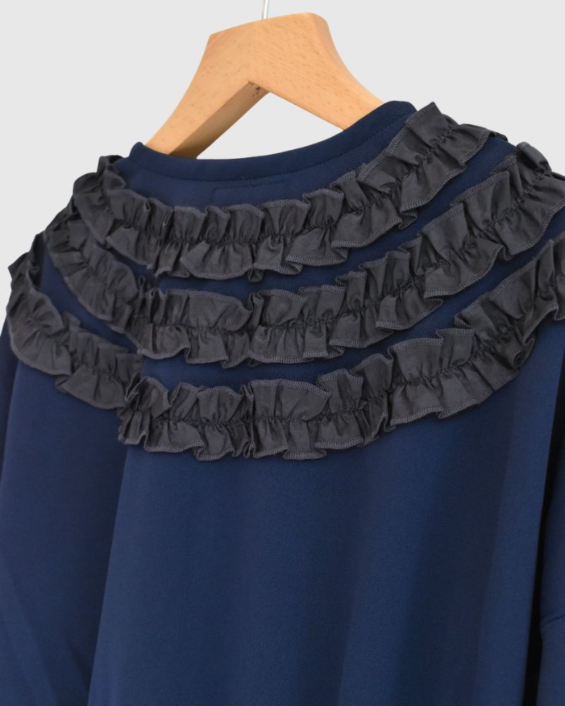 Track Frill Cardigan in Navy
