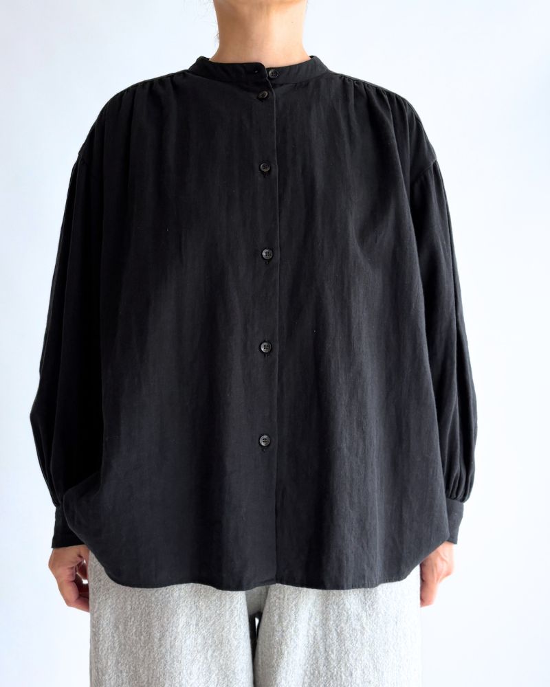 Camille Band Collar Shirt in Black