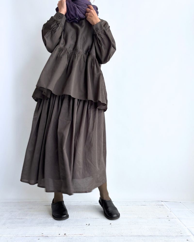 RAJASTHAN TUCK GATHERED SKIRT WITH LINING in Gray