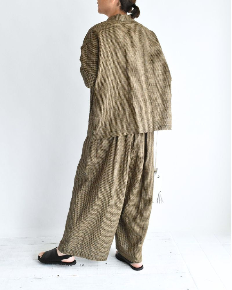 Wide Cuffed Shirt in Camel/Black