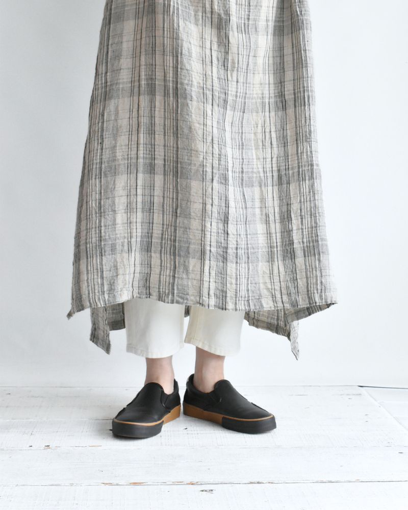 Linen Check Dress in Natural