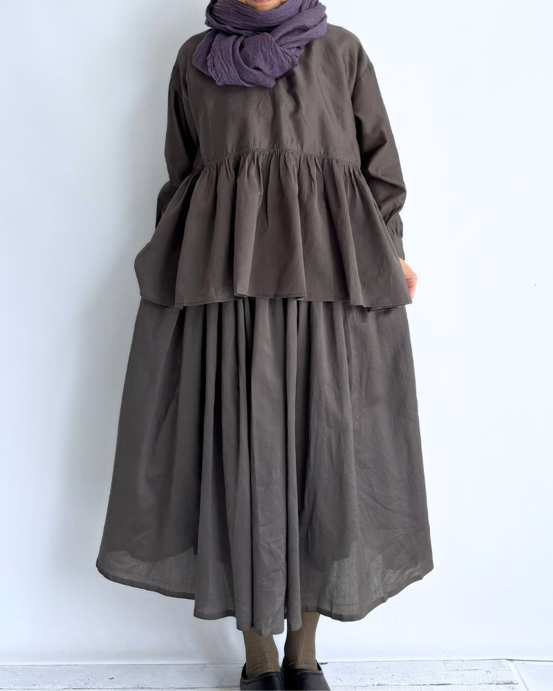 RAHASTHAN TUCK GATHERED PULLOVER in Gray