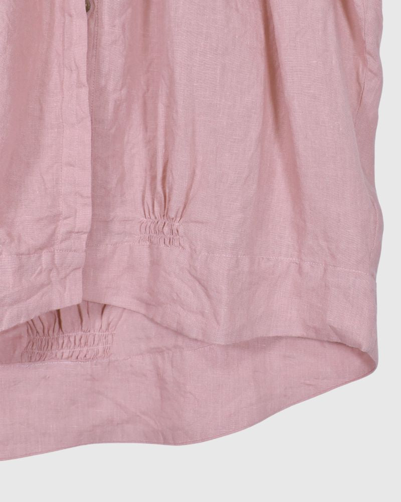 Linen Gather Shirt in Pink