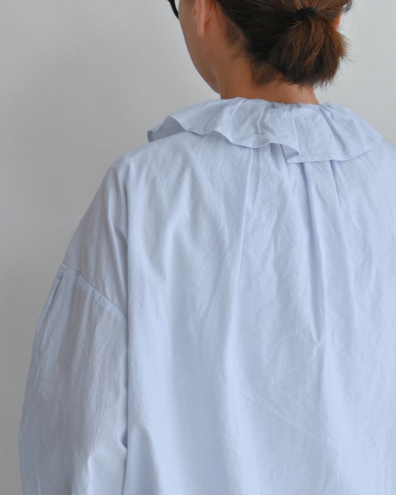 Ruffle Blouse in Sax