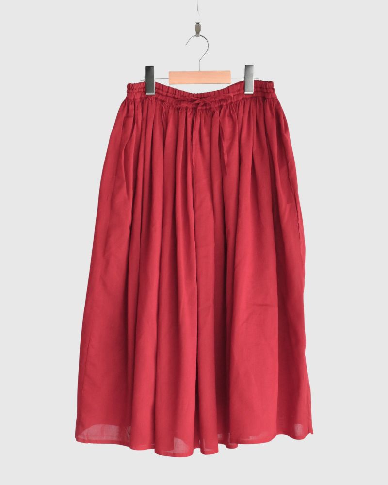 RAJASTHAN TUCK GATHERED SKIRT WITH LINING in Red