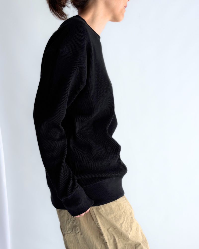 Waffle Long Sleeve Tee in Black