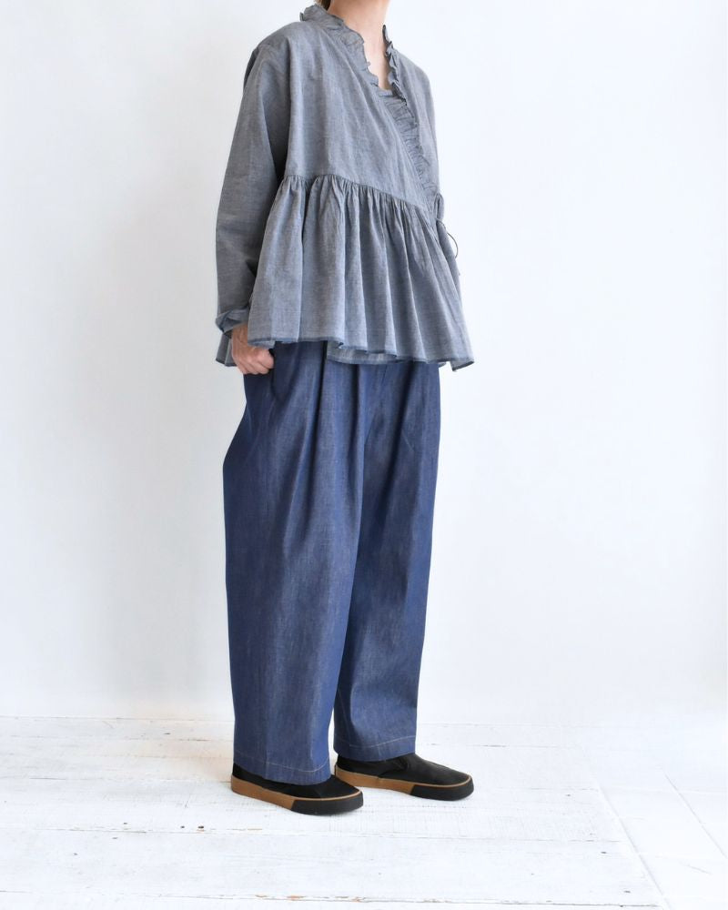 Frill Cache-coeur Shirt in Blue