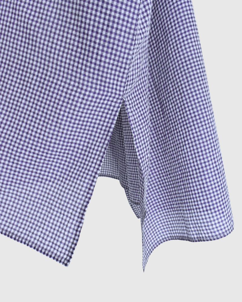 DROP SHOULDER SMOCK DRESS in OffWhite/Purple