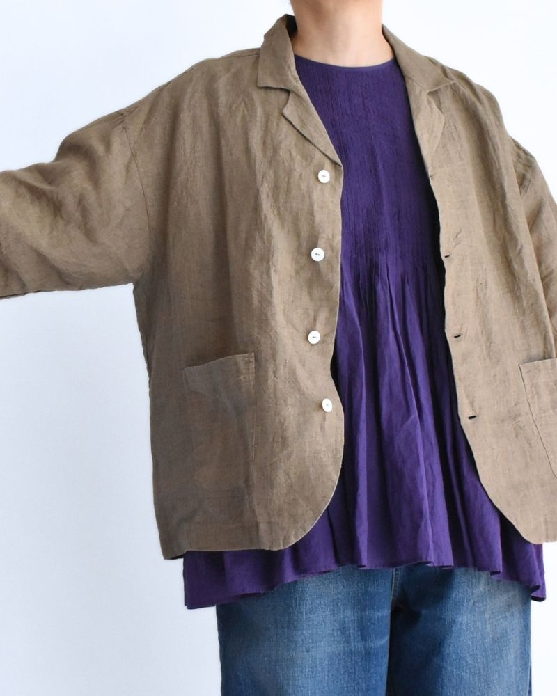 Handwoven 60x60 Linen Jacket in Beige