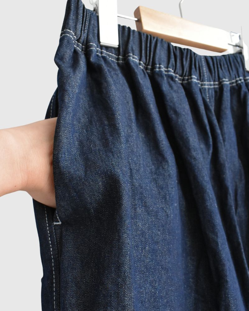Big Pocket Pegtop Pants (Denim) in Indigo