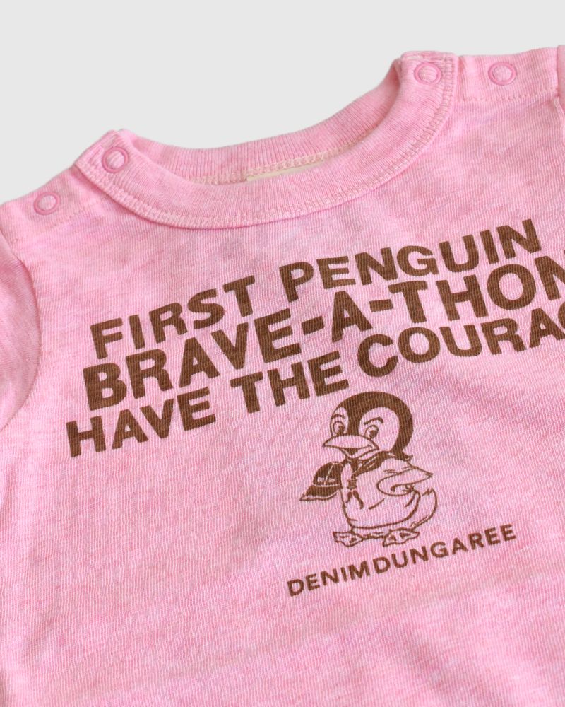 Cotton Jersey PENGUIN Baby Rompers in Pink