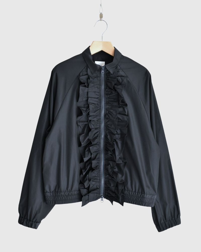 Front Frill Zip-Up Jumper in Navy