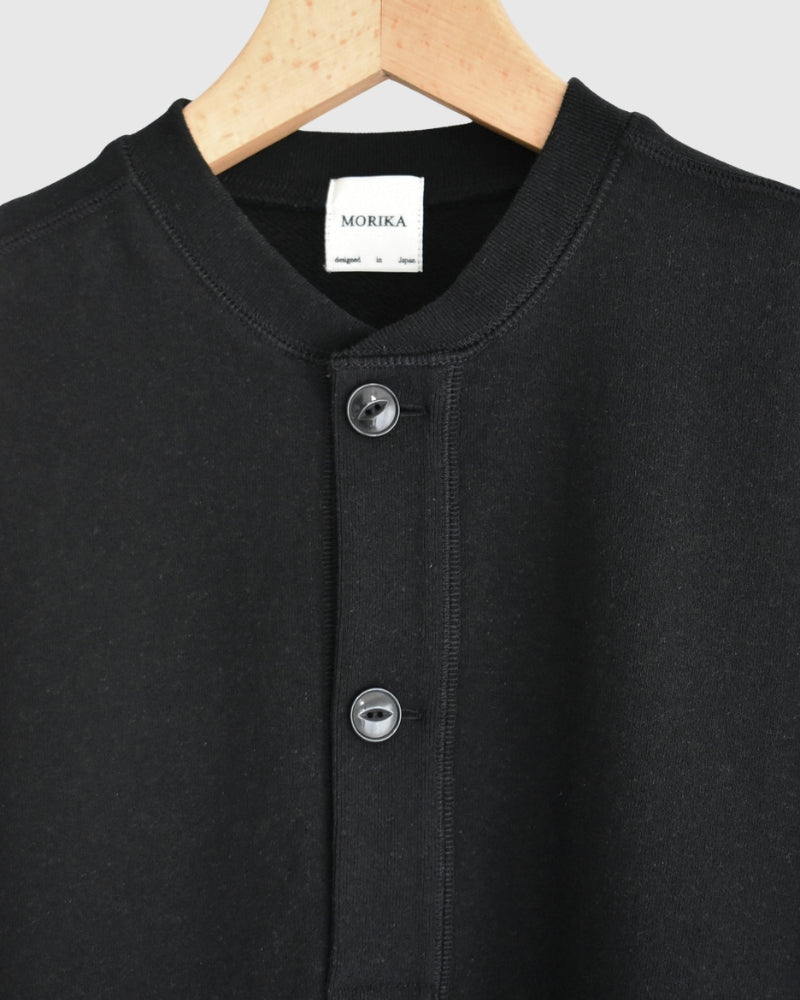 Recycle/Organic Henley Neck Sweatshirt in Black