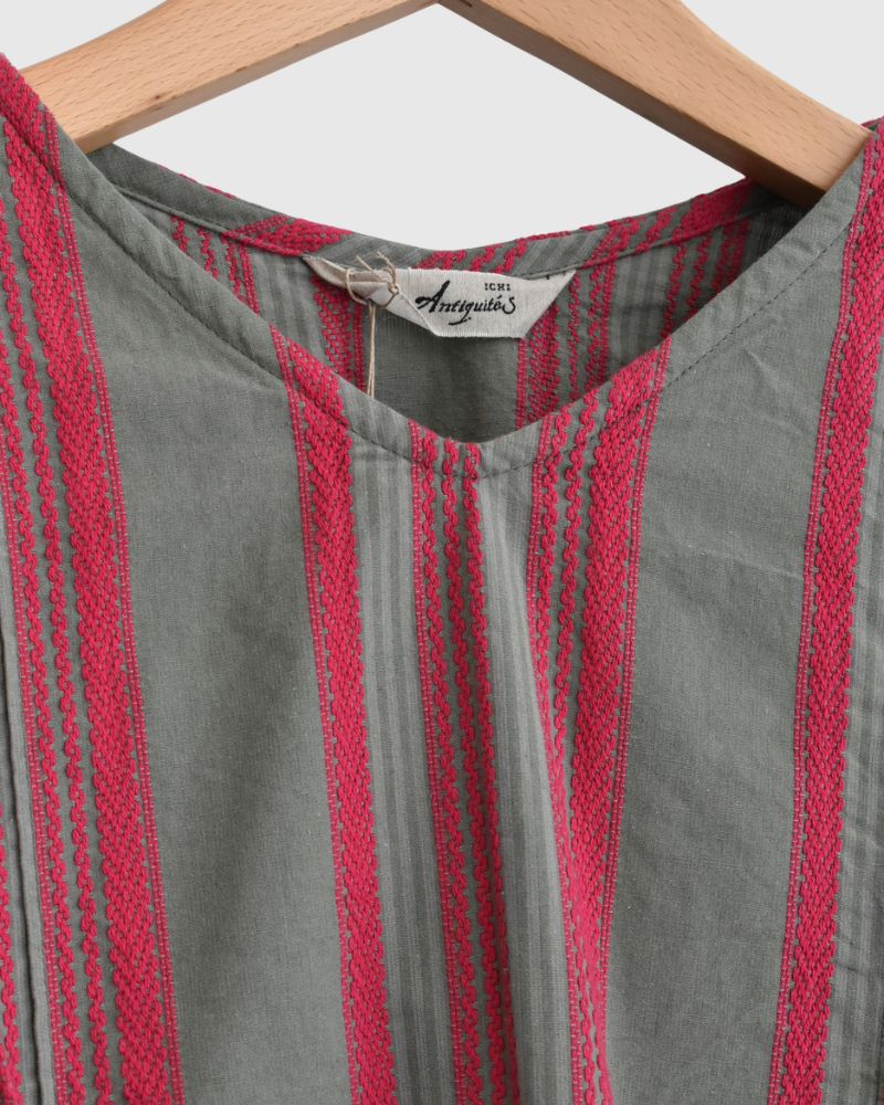 Jacquard Stripe Shirt in Khaki/Pink