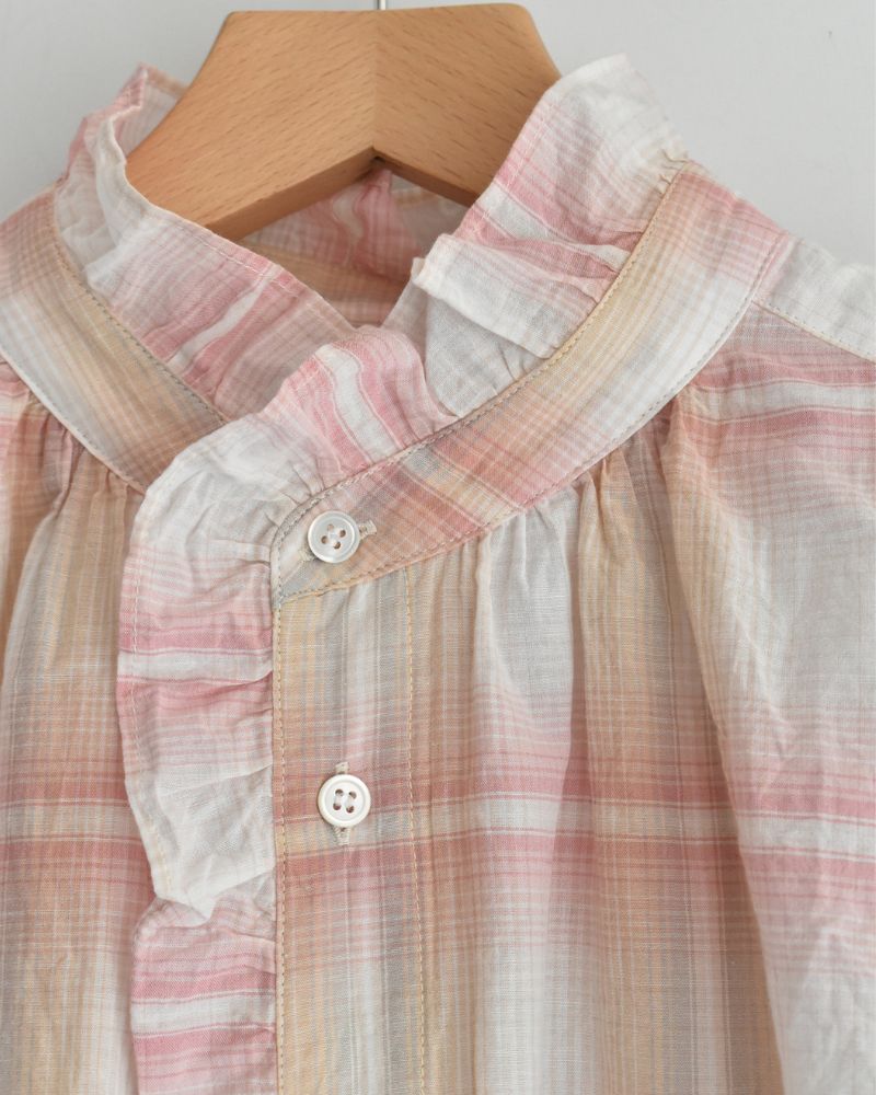 Light Madras Ruffle Blouse in LightPink
