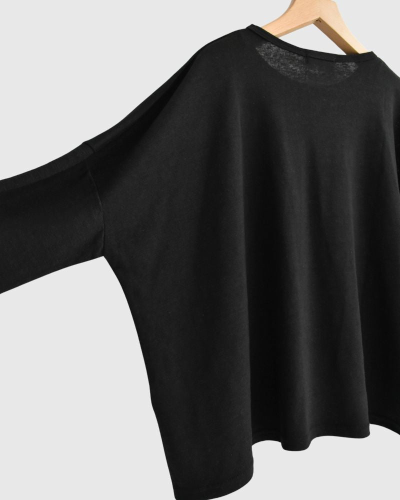 Linen Jersey Pullover in Black
