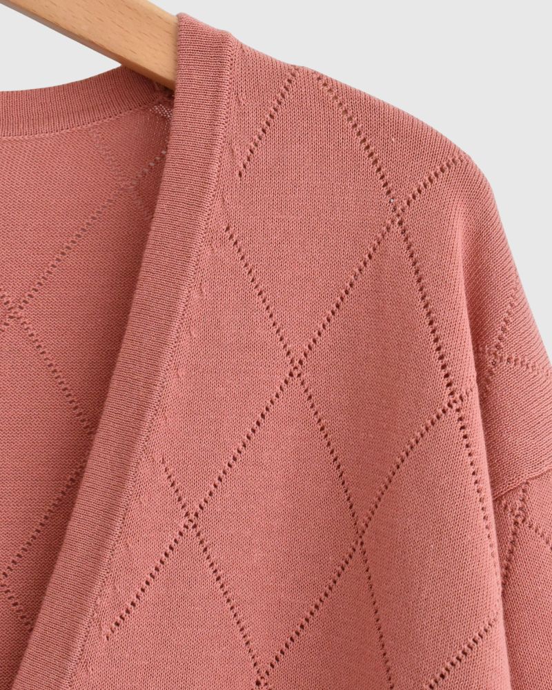 Openwork knit cardigan 'EMILY' in SmokePink