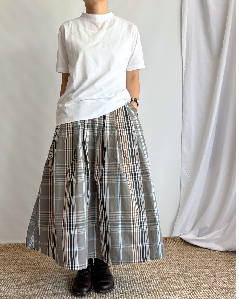 CHECK A LINE SKIRT 'FELINA' in BeigeBrown