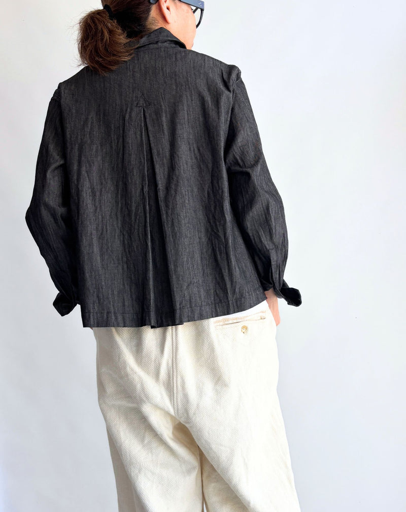 A‐LINE SHORT SHIRT (DENIM) in Black
