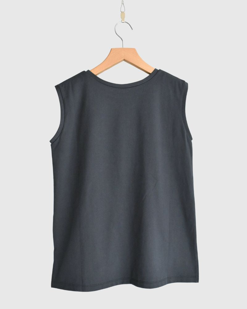 Crew Neck Tank Top in Charcoal