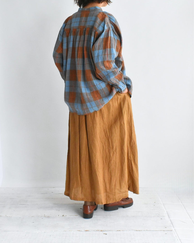 Linen Cotton Check Shirt in Blue