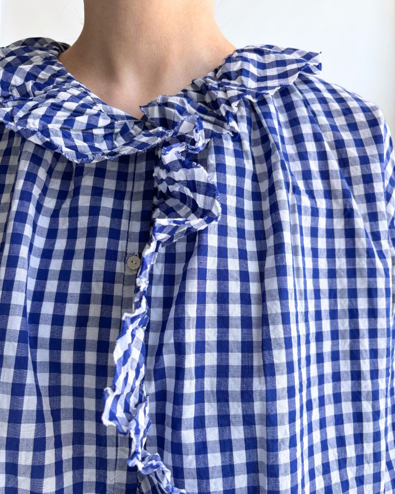 Frill Blouse in BlueCheck