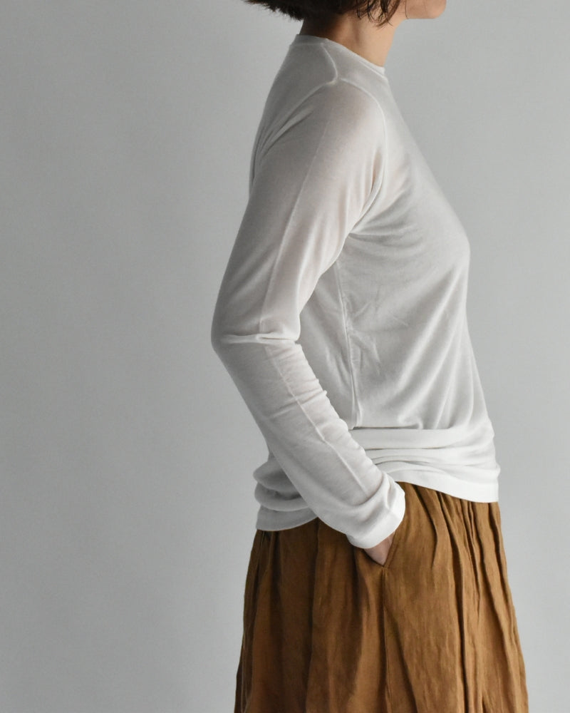 Sheer Jersey Crewneck in White
