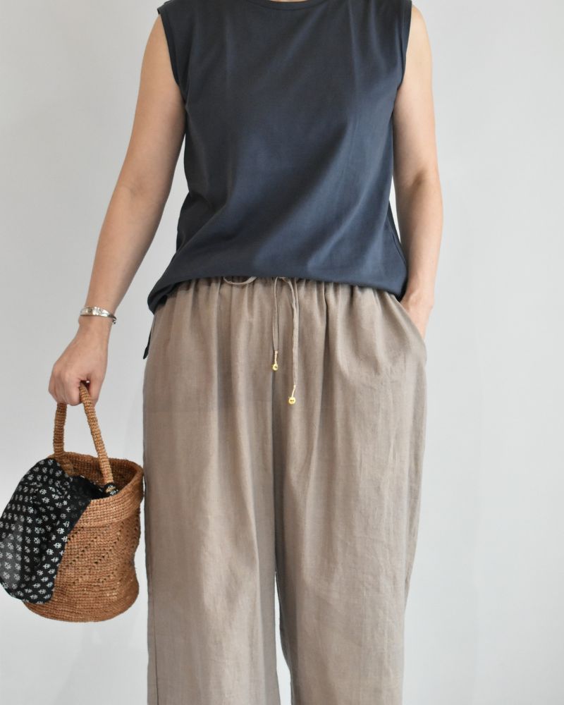 Cotton linen easy pants in FlaxBeige