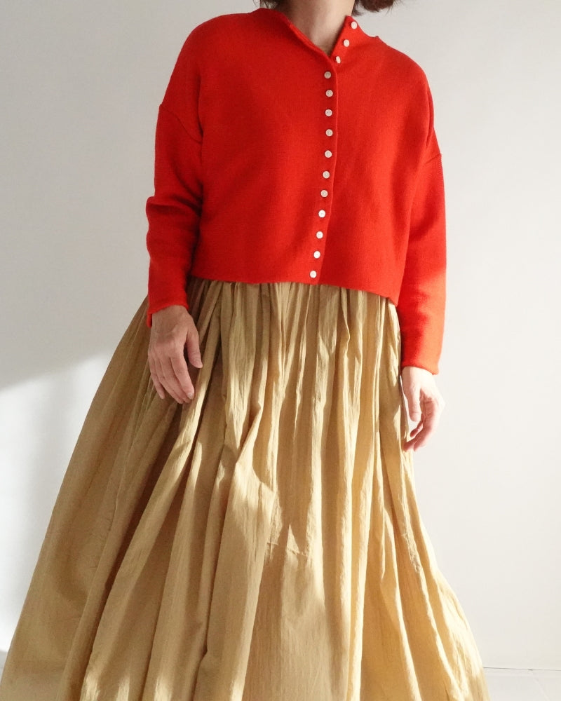 Bottleneck Boiled Wool Knit in Red