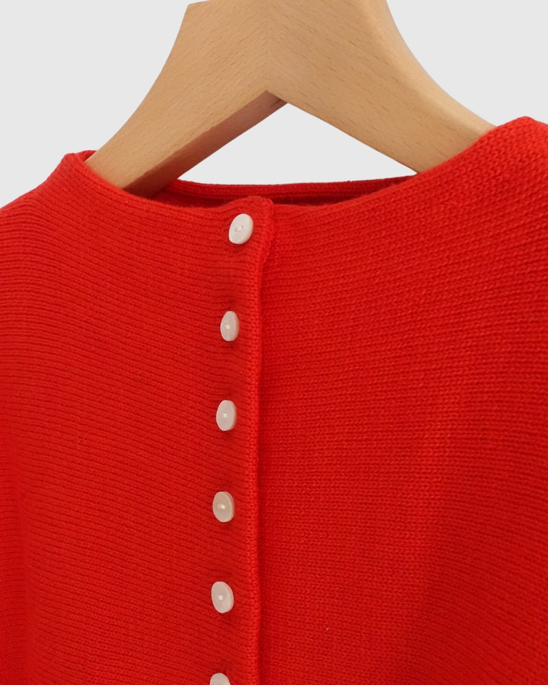 Bottleneck Boiled Wool Knit in Red