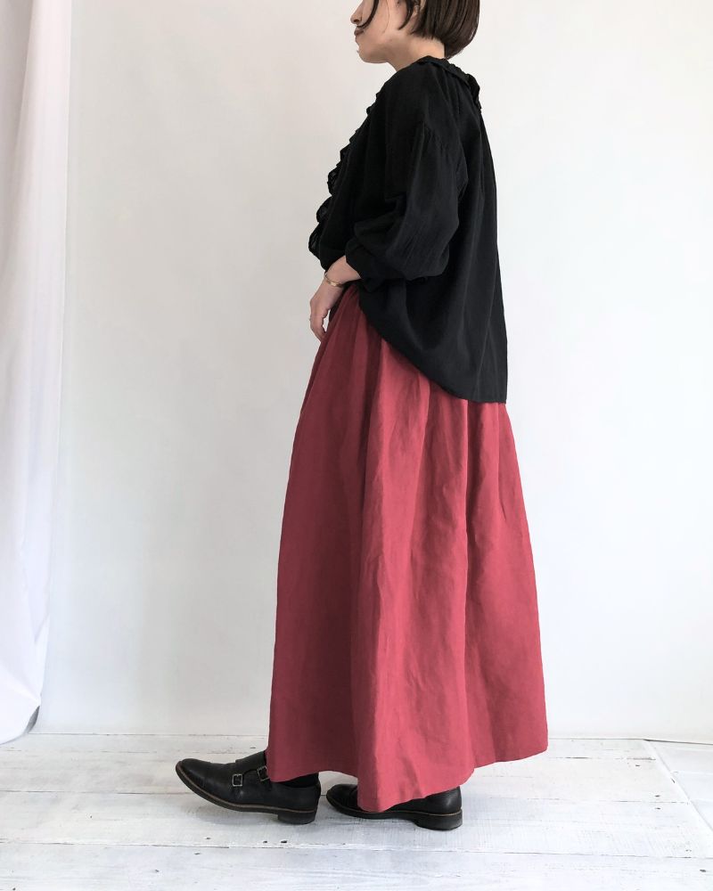 Color Linen Skirt in Red
