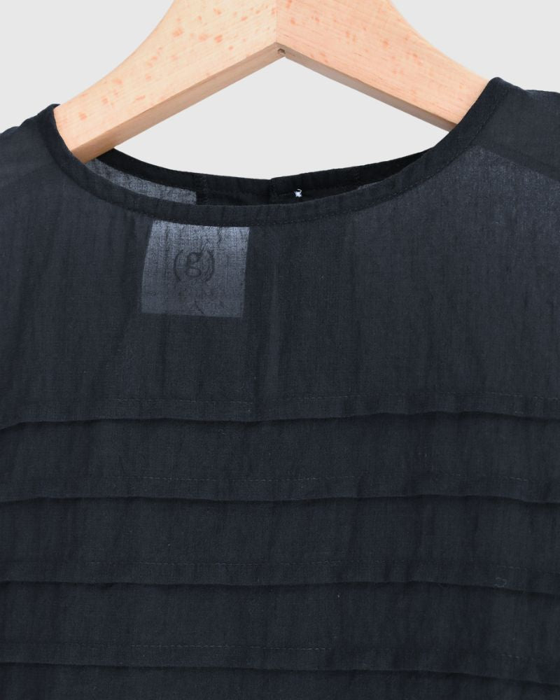 Boil Sleeveless Stack Blouse in Navy