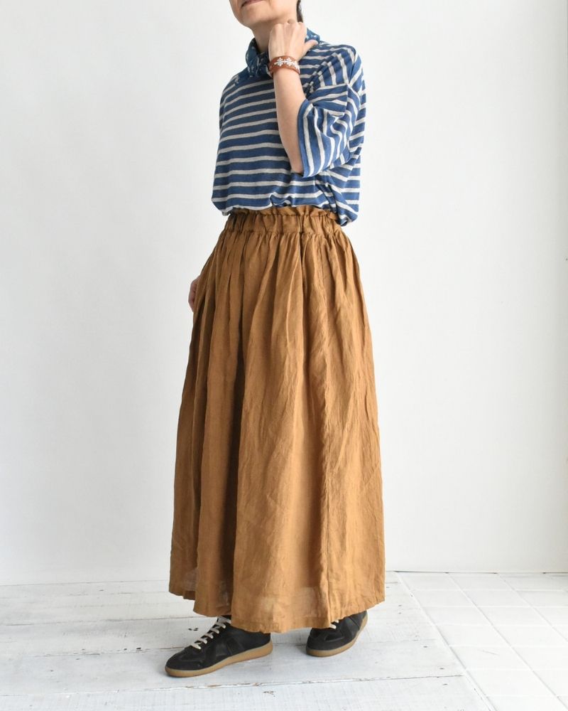 French Linen Skirt in Camel