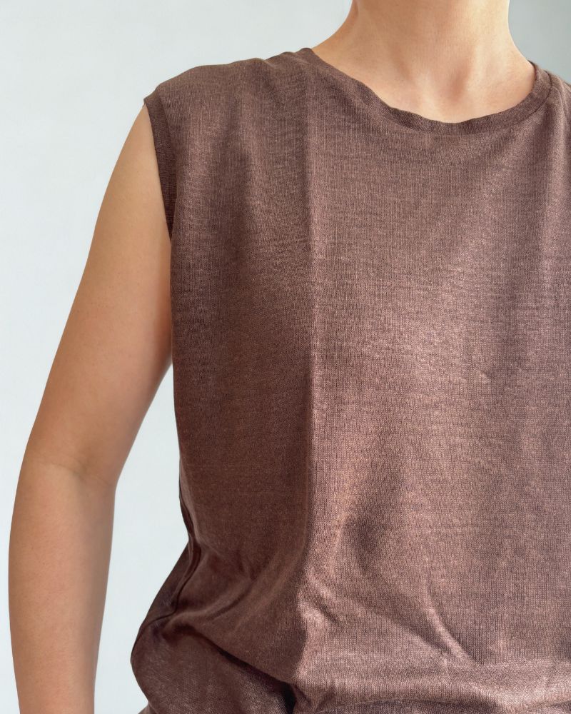 Linen Tank Top in Brown