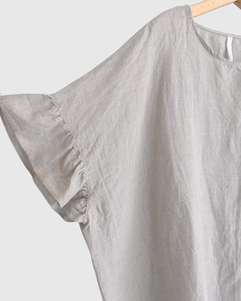 Frill Top Blouse in Natural