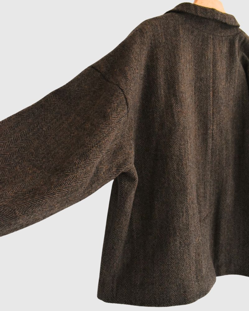 Wool Herringbone Wool Jacket in Brown