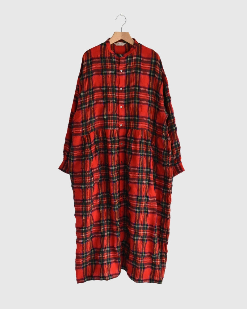 Cotton Wool Tartan Check Dress in Red