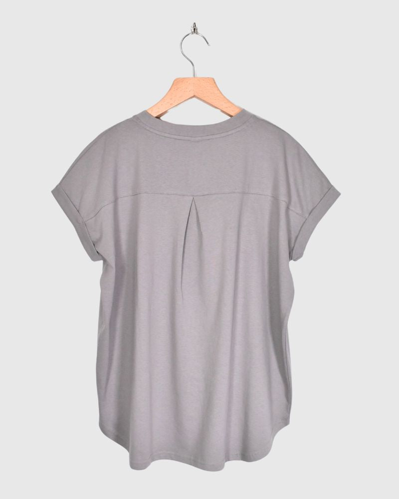 ROLLUP SLEEVE TOPS 'FERRIO' in Gray