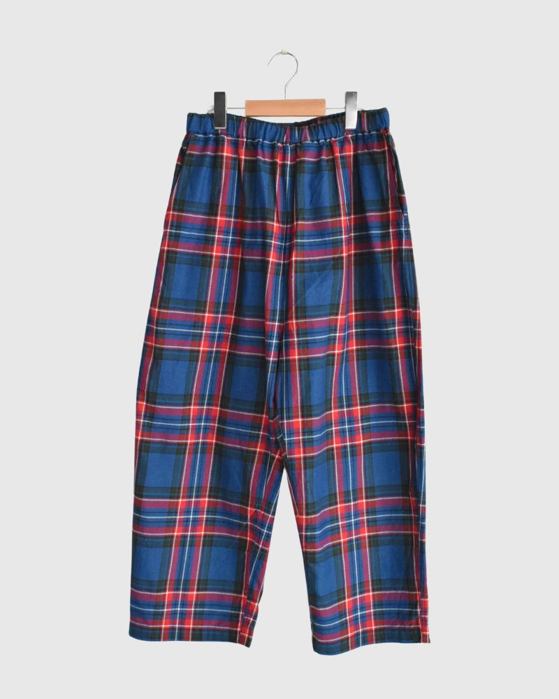 Indigo Tartan Ease Pants in Blue
