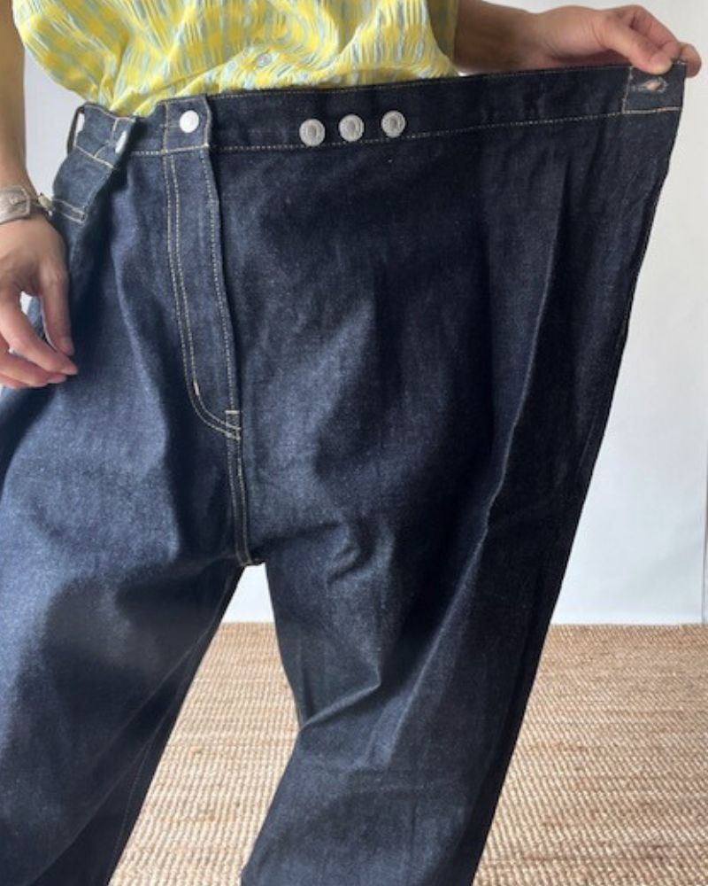 Denim Wrap Pants in Navy