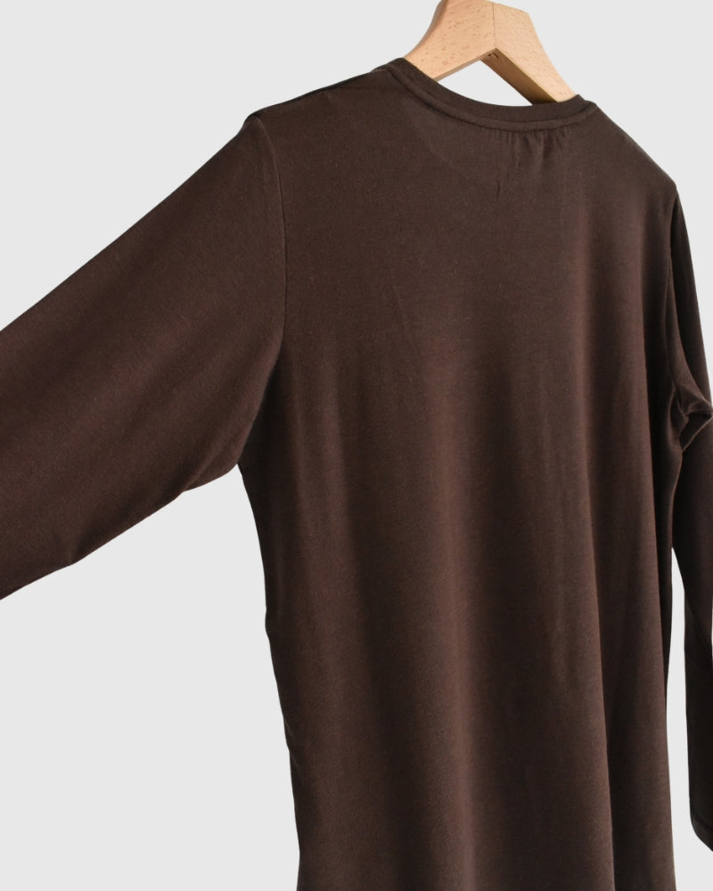 Sheer Jersey Crewneck in Brown