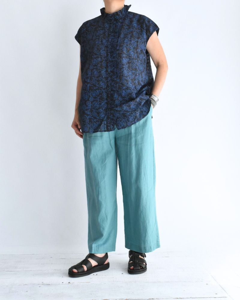FRENCH/SL FRILL COLLAR SHIRTS in Navy/Blue