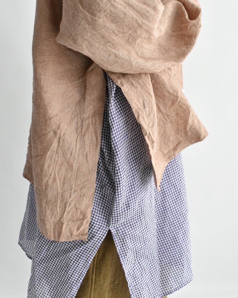 Handwoven 60×60 Linen Square Shirt in PinkBeige